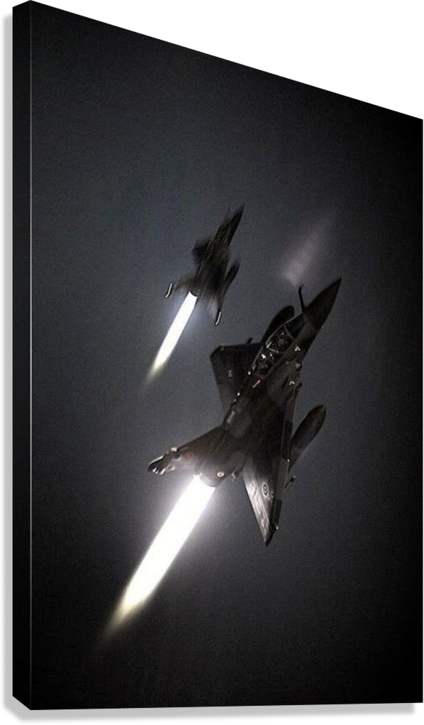 FIGHTER JET NIGHT AFTERBURNER FLIGHT CANVAS POSTER