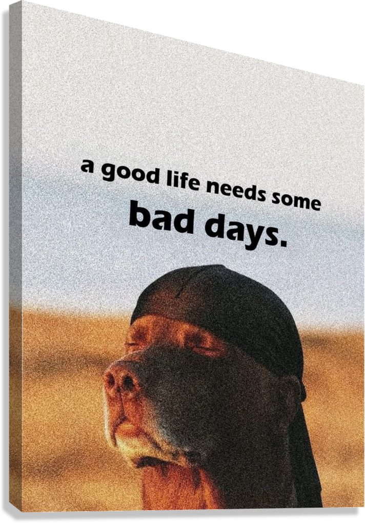 FUNNY "A GOOD LIFE NEEDS BAD DAYS" DOG CANVAS POSTER