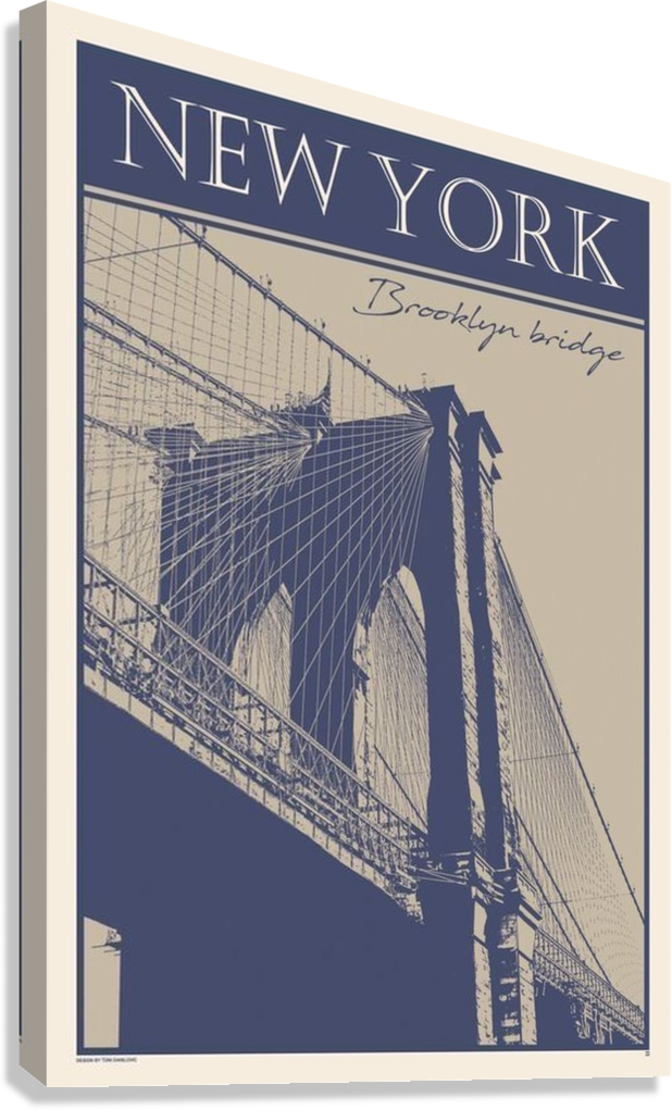 NEW YORK BROOKLYN BRIDGE VINTAGE TRAVEL CANVAS POSTER