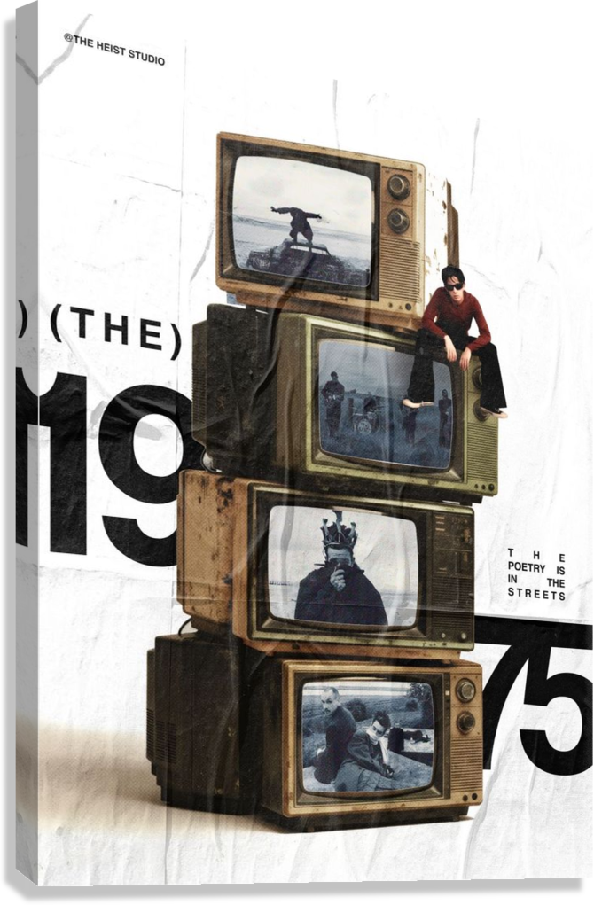 OLD TELEVISION COLLAGE STREET ART CANVAS POSTER