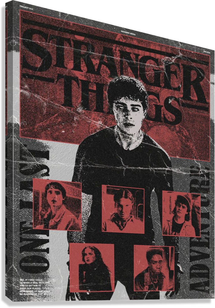 STRANGER THINGS VINTAGE CHARACTER COLLAGE CANVAS POSTER