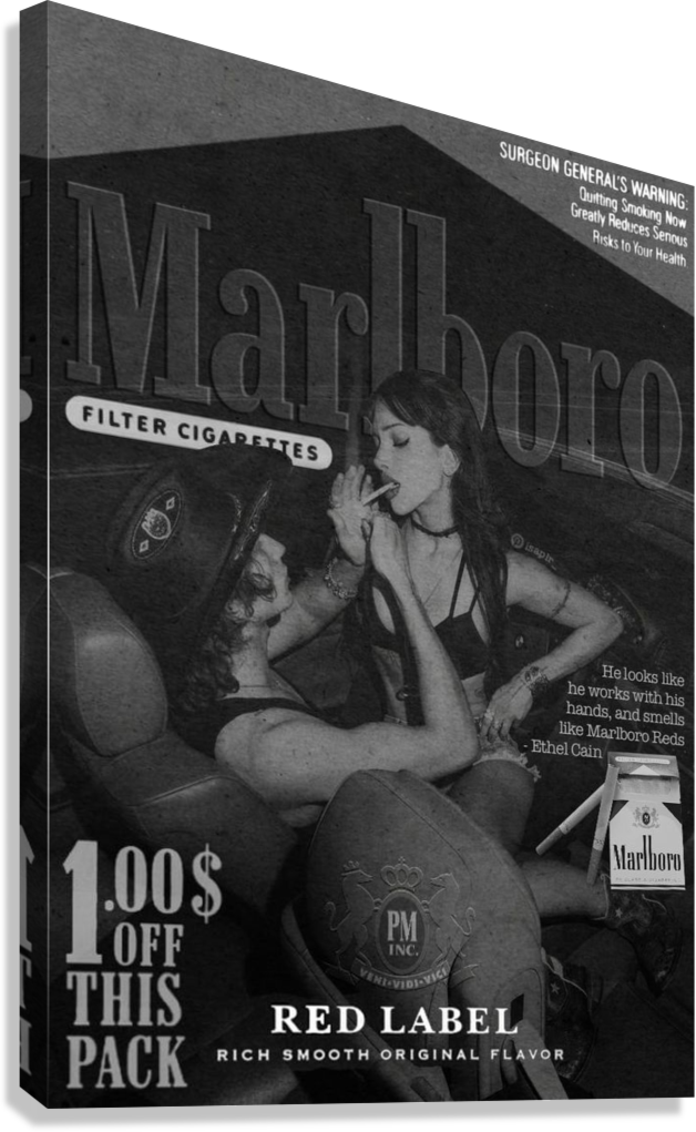VINTAGE MARLBORO RED LABEL CANVAS POSTER