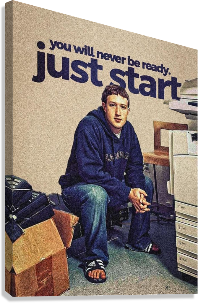 MARK ZUCKERBURG BUILDER MINDSET MOTIVATION CANVAS POSTER