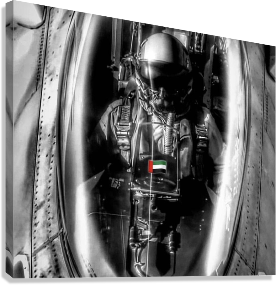 EMIRATI JET PILOT BLACK AND WHITE AIR FORCE CANVAS POSTER