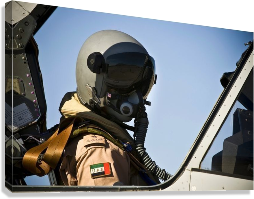 EMIRATI AIR FORCE JET PILOT COCKPIT VIEW CANVAS POSTER