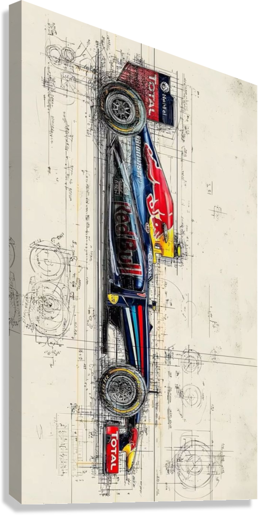MAX VERSTAPPEN RED BULL GRAND PRIX SPEED BLUEPRINT ART CANVAS POSTER