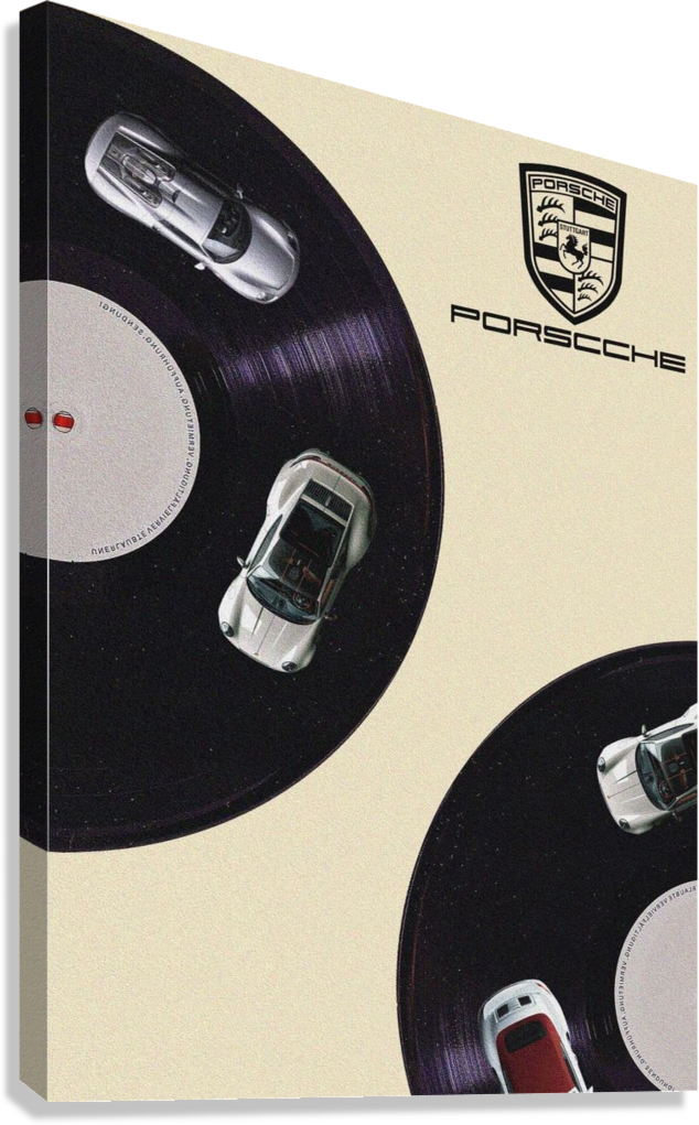 PORSCHE CLASSIC SPORTS CAR VINYL RECORD AESTHETIC CANVAS POSTER