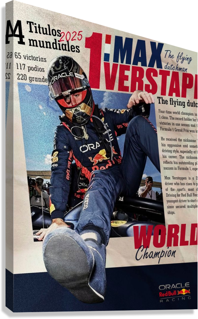 MAX VERSTAPPEN UNSTOPPABLE SPEED AND GLORY F1 LEGEND CANVAS POSTER