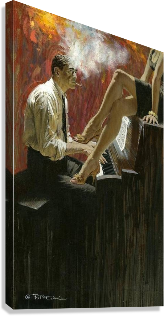 CLASSIC JAZZ NIGHT PIANIST AND MUSE SEDUCTIVE ART CANVAS POSTER
