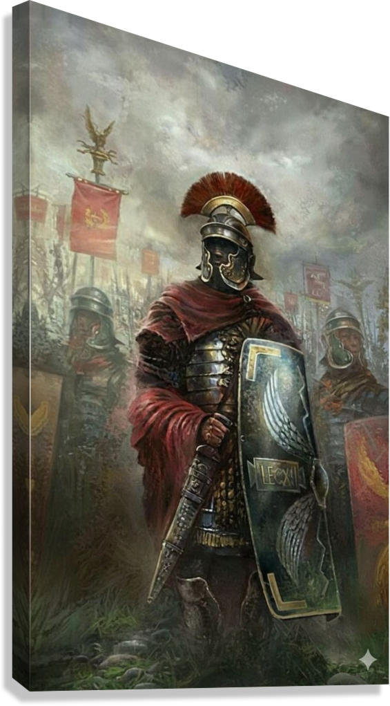 ROMAN EMPIRE WARRIOR SHIELD AND GLADIUS LEGION LEGACY CANVAS POSTER