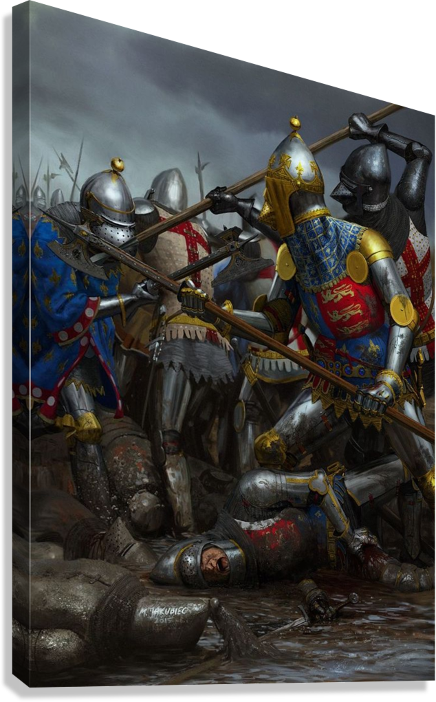 MEDIEVAL KNIGHT BATTLE CLASH STEEL AND HONOR WAR SCENE CANVAS POSTER
