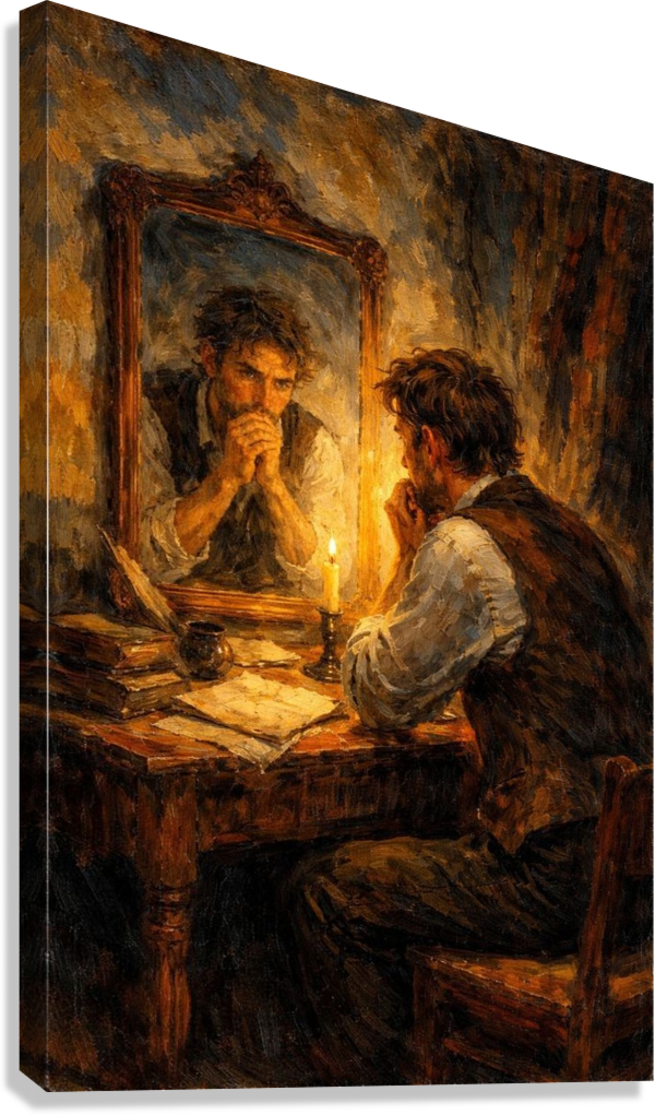FACING YOURSELF TRUTH AND CLARITY OLD WORLD ART STYLE CANVAS POSTER
