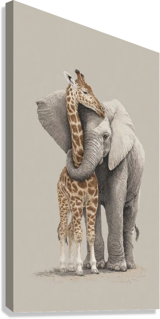 SAFARI ANIMAL LOVE ILLUSTRATION CANVAS POSTER