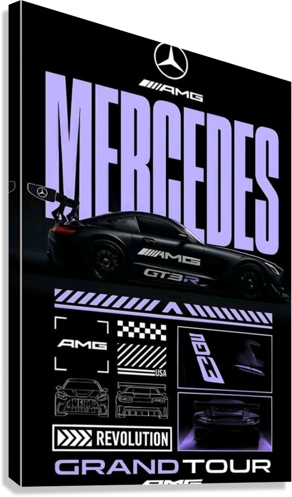 MERCEDES AMG GT3R GRAND TOUR CANVAS POSTER