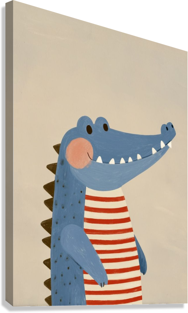 CUTE BLUE CROCODILE CANVAS POSTER