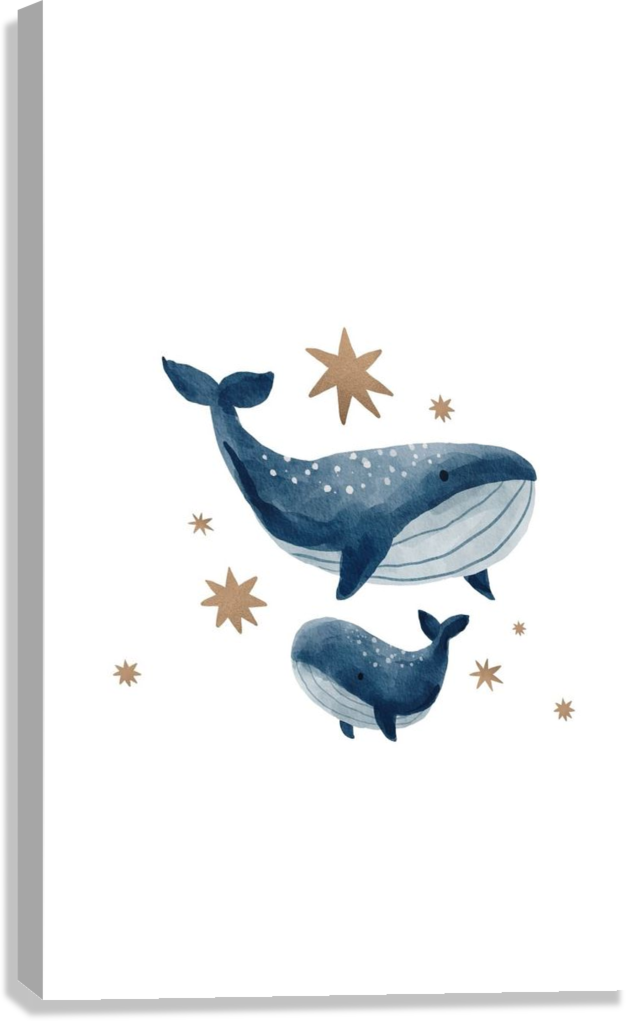 CUTE OCEAN WHALES CANVAS POSTER