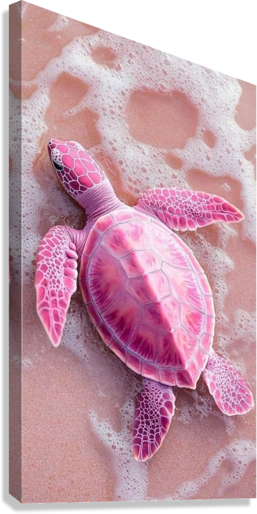 PINK SEA TURTLE CANVAS POSTER