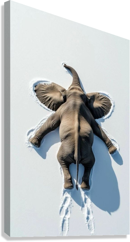ELEPHANT SNOW ANGEL CANVAS POSTER