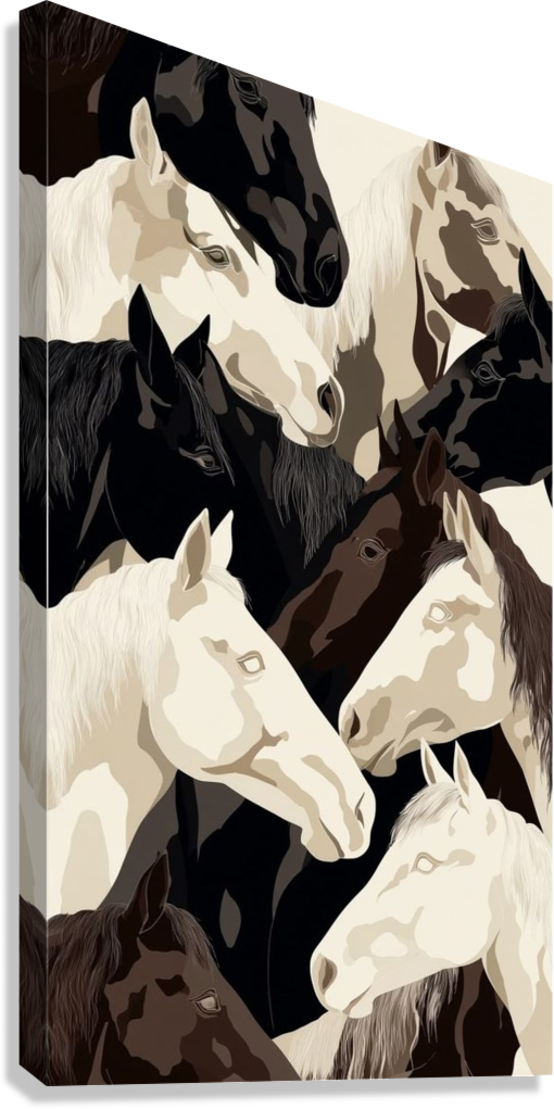 MODERN HORSE COLLAGE CANVAS POSTER