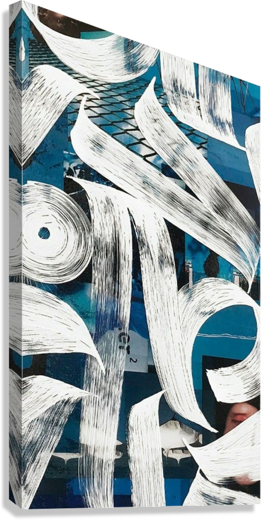 BLUE AND WHITE ABSTRACT CANVAS POSTER
