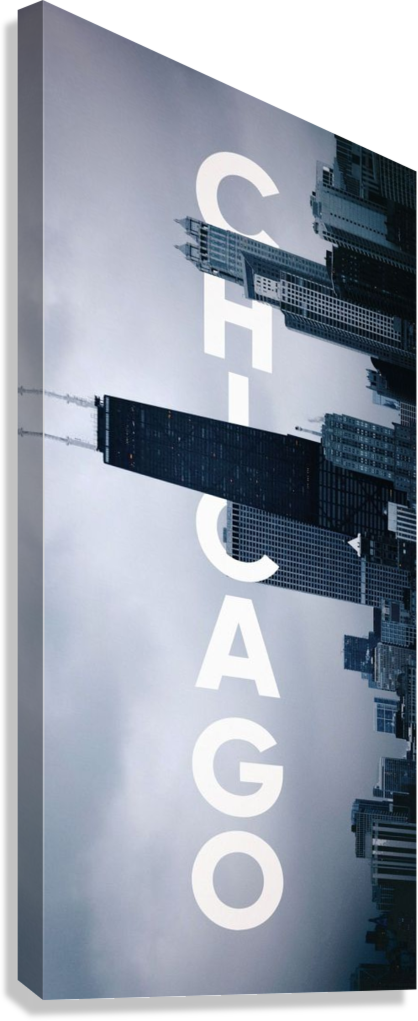 CHICAGO ABOVE GREY CANVAS POSTER