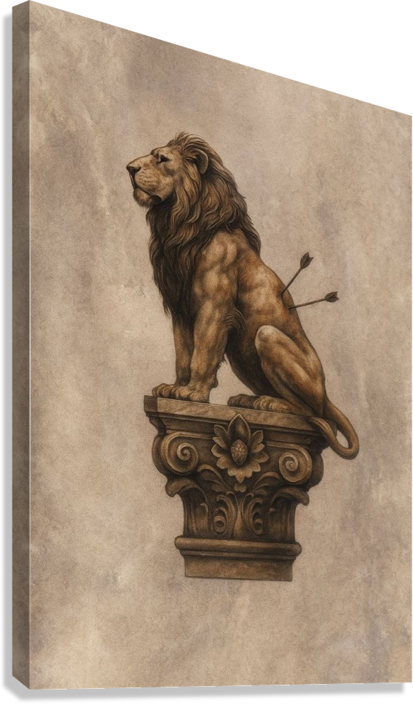 WOUNDED LION PRIDE CANVAS POSTER