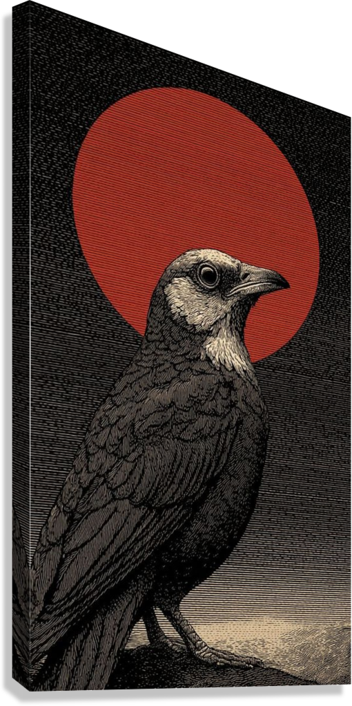VINTAGE RAVEN PORTRAIT CANVAS POSTER