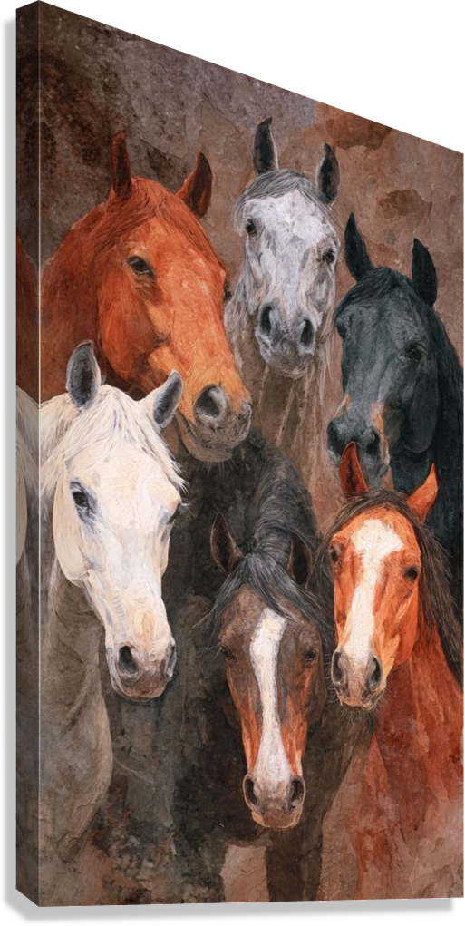 HORSE FAMILY PORTRAIT CANVAS POSTER
