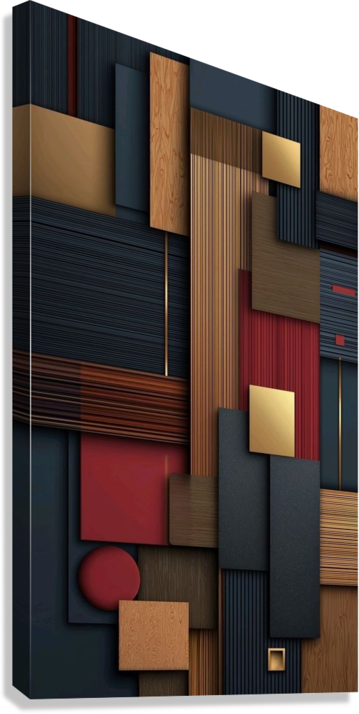 MODERN WOOD GEOMETRY CANVAS POSTER
