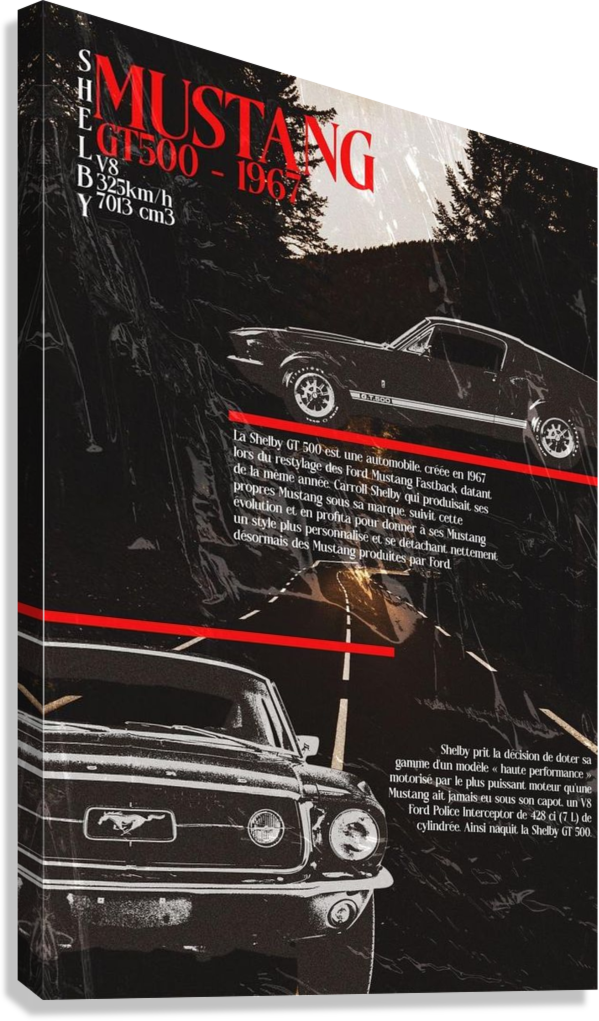 MUSTANG GT 500 1967 CANVAS POSTER