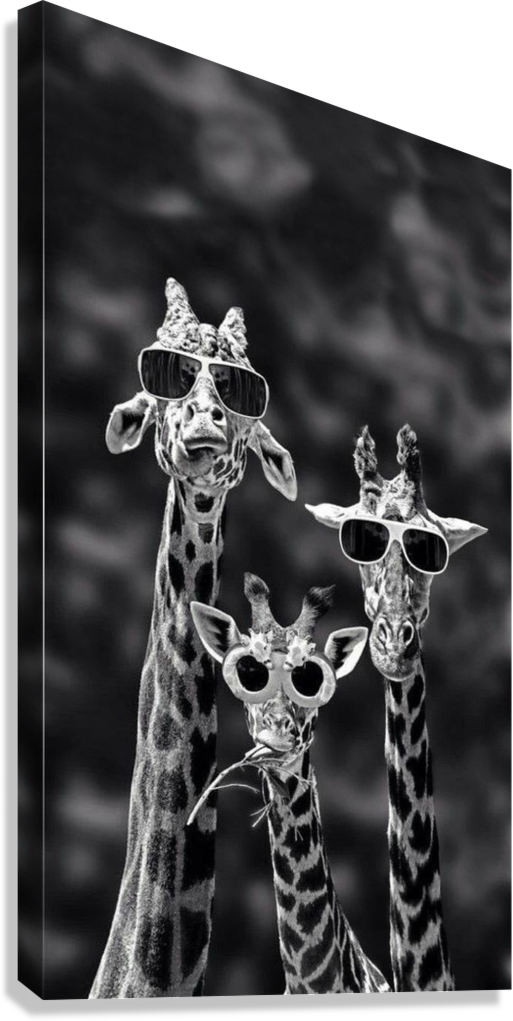 FUNNY GIRAFFES WITH SUNGLASSES CANVAS POSTER