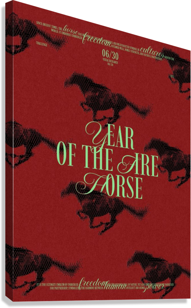 RED AESTHETIC RUNNING HORSES CANVAS POSTER