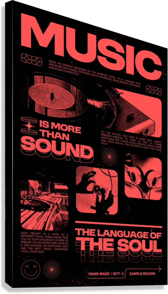 AESTHETIC RED MUSIC ABSTRACT CANVAS POSTER