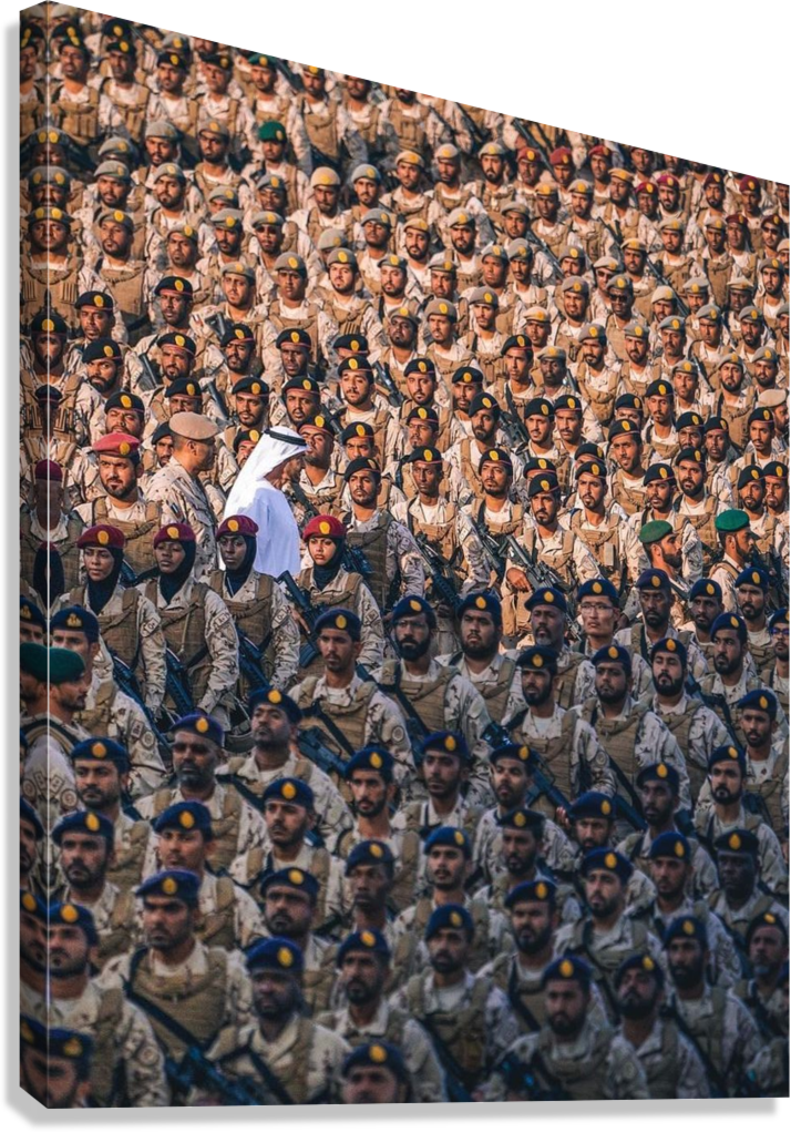 HH SHEIKH MOHAMED BIN ZAYED AL NAHYAN UAE MILITARY PARADE CANVAS POSTER