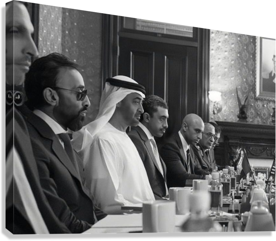 HH SHEIKH MOHAMED BIN ZAYED AL NAHYAN DIPLOMACY MEETING CANVAS POSTER