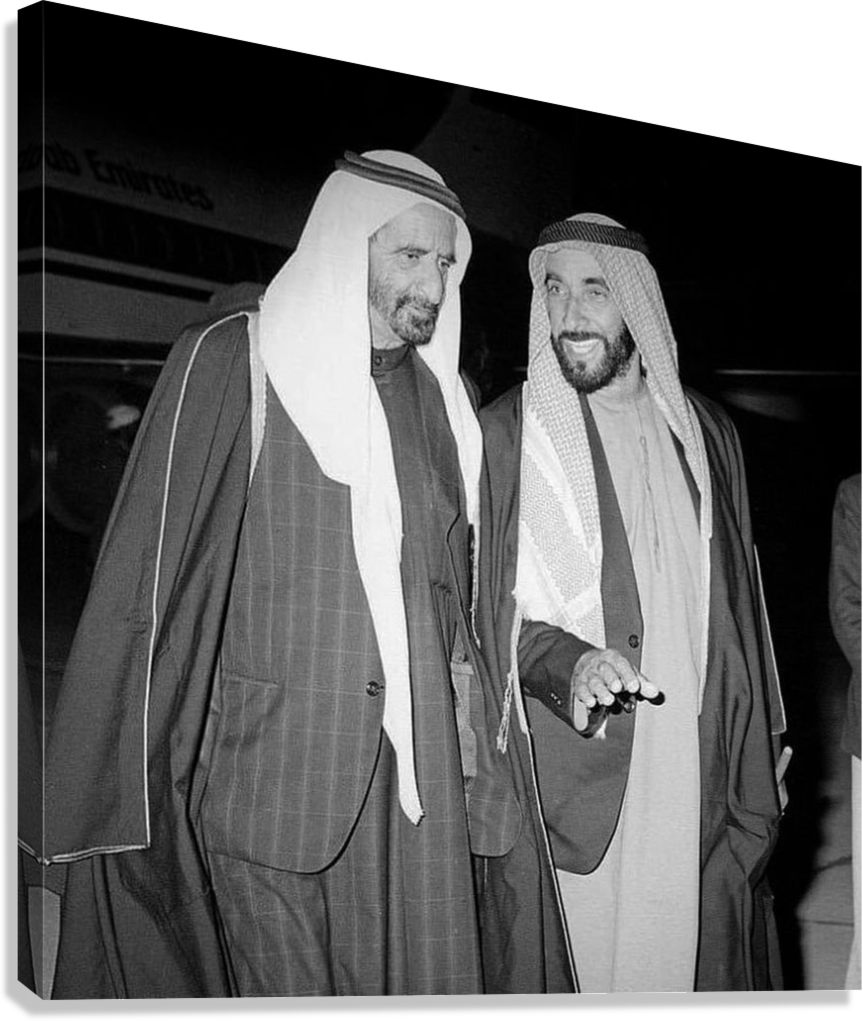 UAE FOUNDING LEADERS SHEIKH ZAYED AND SHEIKH RASHID CANVAS POSTER