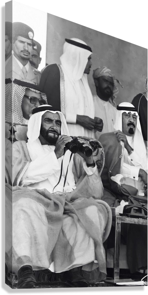UAE FOUNDER HH SHEIKH ZAYED BINOCULAR HISTORIC PHOTO CANVAS POSTER