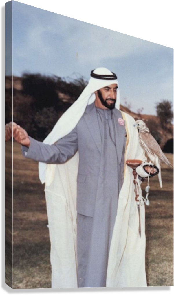 HH SHEIKH ZAYED BIN SULTAN AL NAHYAN FALCONRY HERITAGE CANVAS POSTER