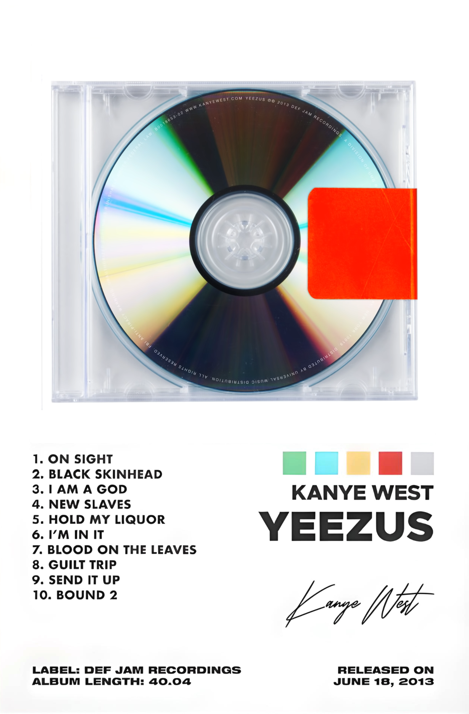 KANYE WEST " YEEZUS " CANVAS POSTER